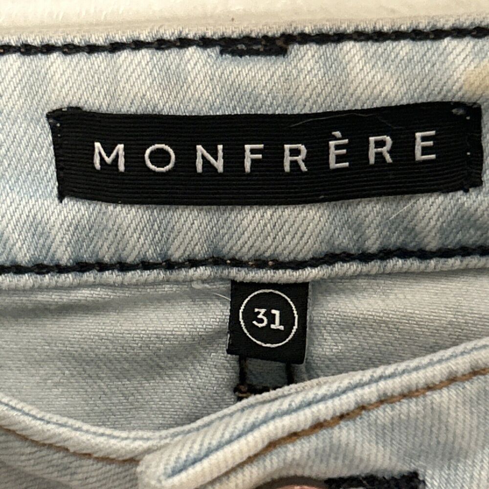 Monfrere Ledger Cropped Dist Capri Jeans Mens W31 x L26 Light Wash Cotton Blend - Picture 3 of 8